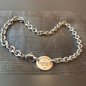 Tiffany & Co. Sterling Silver Round Tag Link Necklace - Silver 15”